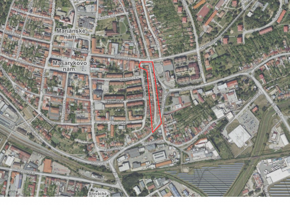 Zájmový úsek rekonstrukce ulice Dolní Valy