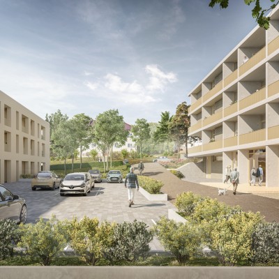 Vnitroblok mezi domovem a bytovým domem