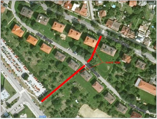 Komunikační propoj mezi ul. Pod Valy, Jana Švermy a Sv. Čecha