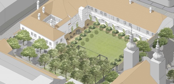 axonometrie Zahrada Panského domu - architektonická studie