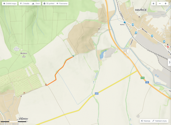 Cesta Havřice - Vlčnov