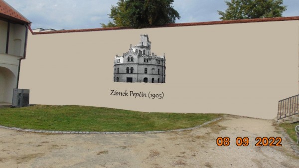 Nákres zámku Pepčín v Pánské zahradě