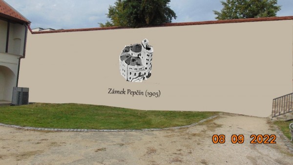 Nákres zámku Pepčín v Pánské zahradě